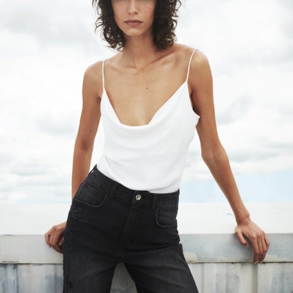 Zara Drape Front Satin Camisole Top XS - Picture 5 of 6